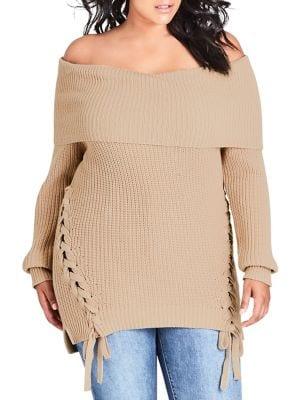 City Chic Plus Twine Up Sweater