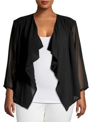 Calvin Klein Plus Mesh Drape-front Jacket