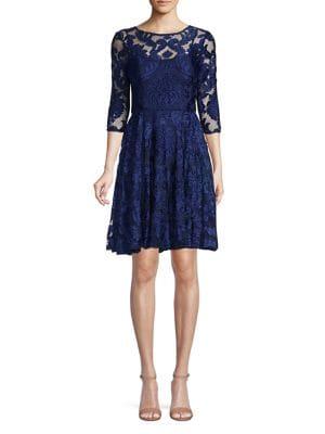 Betsy & Adam Plus Lace Fit-&-flare Dress
