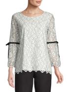 Karl Lagerfeld Paris Scalloped Lace Bell-sleeve Top
