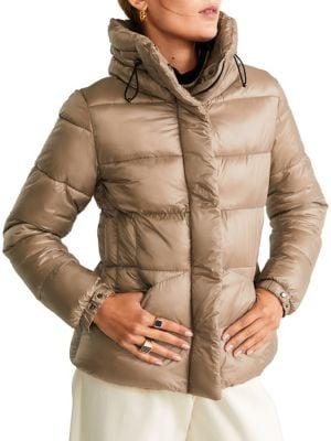 Mango Water Repellent Faux-fur Quilted Coat