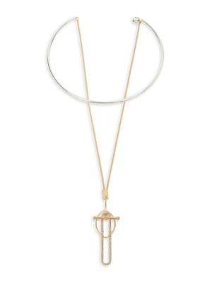 Bcbgeneration Hyperlinks Two-tone Pendant Layered Collar Necklace