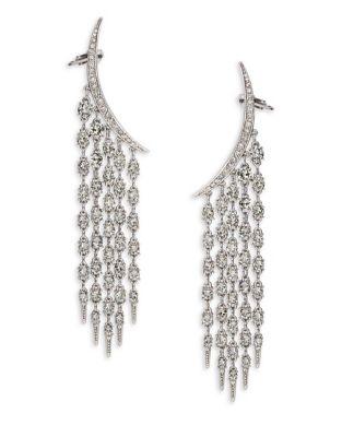 Oscar De La Renta Crystal Chain Drop Earrings