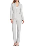 Tahari Arthur S. Levine One Button Rounded Starneck End On End Jacket And Pant Suit