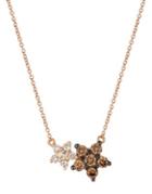Le Vian Strawberry And Nude White Diamond, Brown Diamind And 14k Rose Gold Double Star Pendant Necklace, 0.55 Tcw