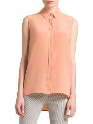 Dkny Sleeveless Collared Hi-lo Blouse