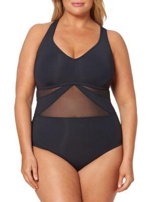 Bleu By Rod Beattie Plus One-piece Mesh-insert Swimsuit