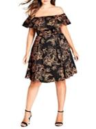 City Chic Plus Floral Off-the-shoulder Dress