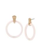 Robert Lee Morris The Goddess Goldtone & Rose Quartz Door Knocker Earrings