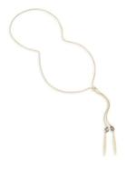 H Halston Goldtone And Glass Stone Lariat Necklace