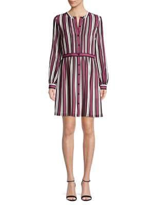 Michael Michael Kors Striped Long-sleeve Shirtdress