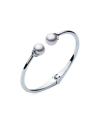 Ivanka Trump 10mm Faux Pearl And Imitation Rhodium-plated White Metal Hinged Bracelet