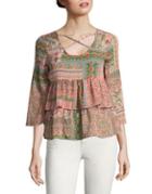 Design Lab Lord & Taylor Ruffled Floral Blouse