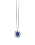 Effy Royale' Bleu Diamond, Natural Sapphire And 14k White Gold Pendant Necklace