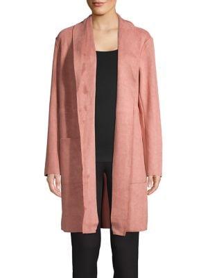 Premise Shawl-collar Faux Suede Longline Topper