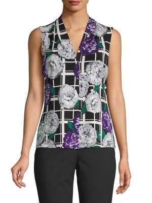 Calvin Klein Petite Floral V-neck Top