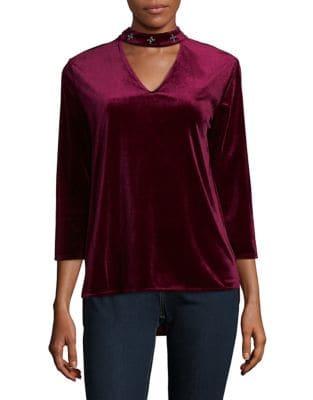 Lord & Taylor Velvet Choker Top