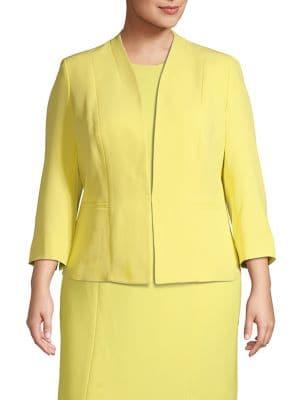 Kasper Plus Collarless Three-quarter Blazer