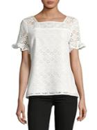 Karl Lagerfeld Paris Eyelet Cotton Blouse