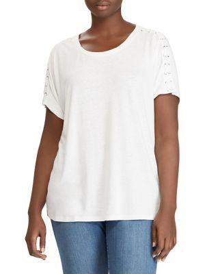 Lauren Ralph Lauren Plus Lace-up Jersey Top