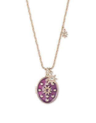 Marchesa Crystal, Amethyst, Cubic Zirconia & Gold Locket Pendant Necklace
