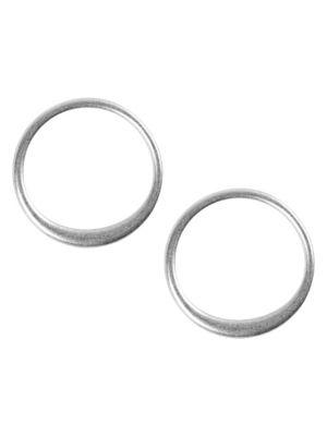 Lucky Brand Malibu Glamping Modern Silvertone Stud Hoop Earrings