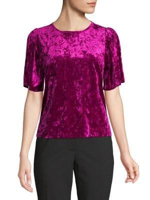 Highline Collective Puffed-sleeve Velvet Top