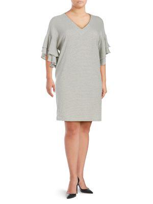 Lucky Brand Plus Pinstripe Ruffle Dress