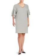 Lucky Brand Plus Pinstripe Ruffle Dress