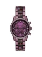 Michael Kors Ritz Pave Purple Stainless Steel Bracelet Chronograph Watch