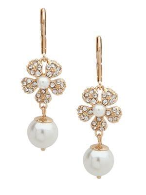 Anne Klein Goldtone, Crystal & Faux Pearl Drop Earrings