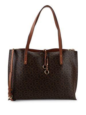 Calvin Klein East-west Monogram Leather Tote