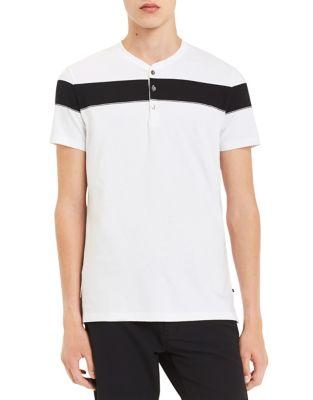 Calvin Klein Short-sleeve Engineered Chest Stripe Cotton Henley