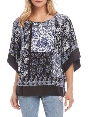 Karen Kane Modern Sleeve Patch Border Crepe Top