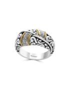 Effy Diamond, Sterling Silver And 18k Yellow Gold Ring, 0.12 Tcw
