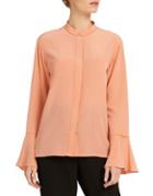 Dkny Bell-cuffs Silk Button-down Shirt