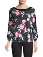 Jones New York Floral-print Dotted Top