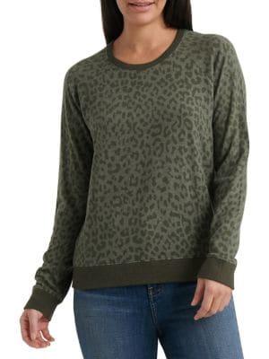Lucky Brand Cheetah Printed Crewneck Sweater