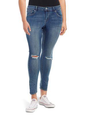 Jessica Simpson Plus Arrow Straight Distressed Jeans