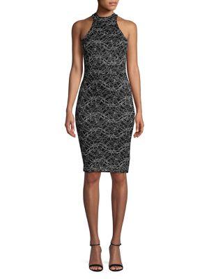 Quiz High Neck Lace Sheath Dress