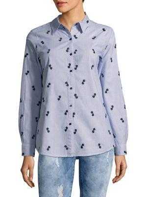 Karl Lagerfeld Paris Cotton Sunglass Button-front Top