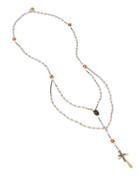 Betsey Johnson Throwback Rosary Cross Pendant Necklace