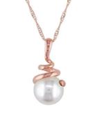 Sonatina 8-8.5mm Cultured Freshwater Pearl And 14k Rose Gold Swirl Necklace