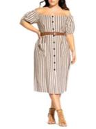 City Chic Plus Striped Off-the-shoulder Midi Dress