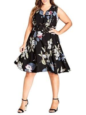 City Chic Plus Blossom Fit-and-flare Dress