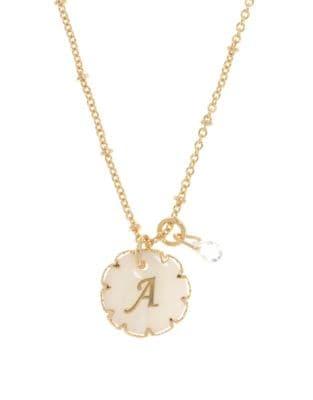 Lonna & Lilly Mother Of Pearl And Crystal Initial Pendant Necklace