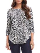 Karen Kane Leopard-print Three-quarter Sleeve Tee