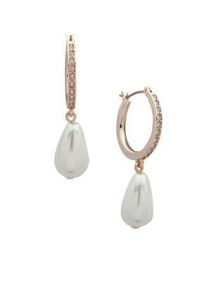 Ivanka Trump Crystal & Faux Pearl Hoop Drop Earrings