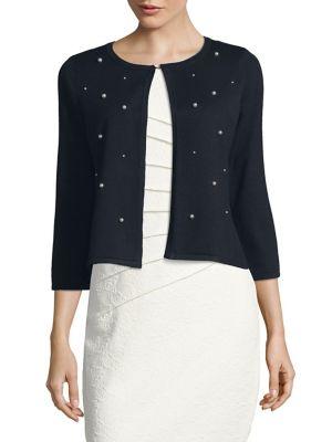 Ivanka Trump Embedded Quarter-sleeve Cardigan