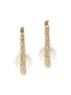 Vince Camuto Goldtone, Glass Stone And Faux Pearl Pave Hoop Earrings